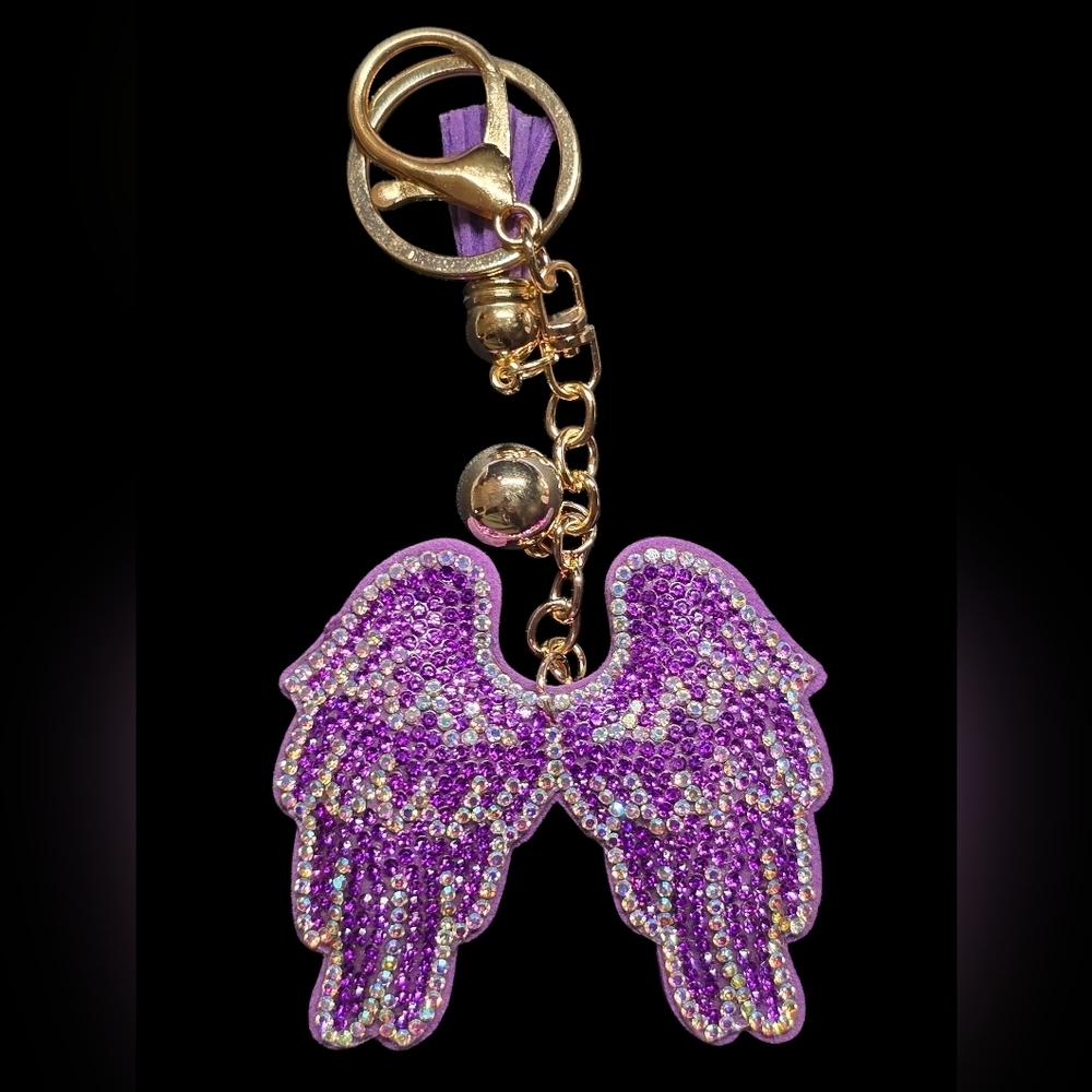 Purple Angel Wing Bag Charm Keychain